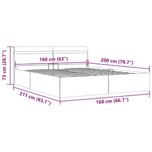 vidaXL Hydraulic LED Bed with Storage Grey Faux Leather 160x200 cm