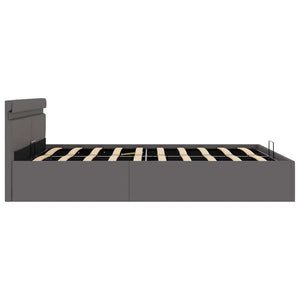 vidaXL Hydraulic LED Bed with Storage Grey Faux Leather 160x200 cm