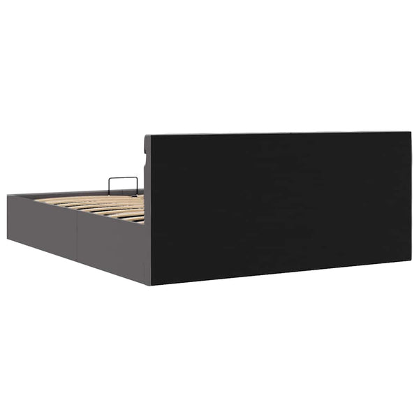 vidaXL Hydraulic LED Bed with Storage Grey Faux Leather 160x200 cm