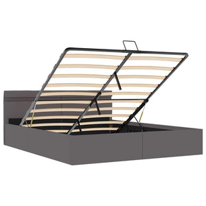 vidaXL Hydraulic LED Bed with Storage Grey Faux Leather 160x200 cm