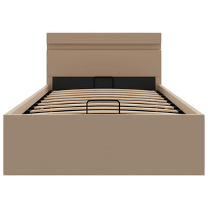 vidaXL LED Storage Bed Cappuccino Brown Faux Leather 90×200cm