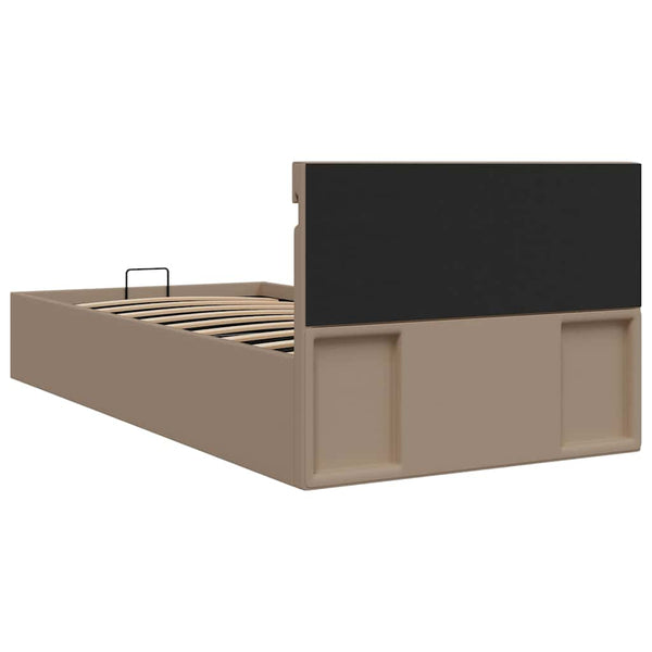 vidaXL LED Storage Bed Cappuccino Brown Faux Leather 90×200cm