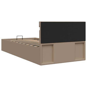 vidaXL LED Storage Bed Cappuccino Brown Faux Leather 90×200cm