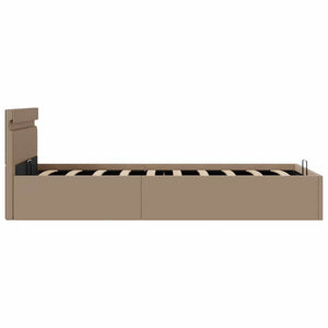 vidaXL Bed with Storage and LED Light Cappuccino Brown Faux Leather 100x200 cm