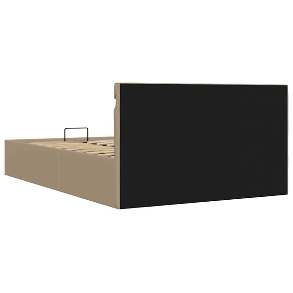 vidaXL Storage Bed with LED Cappuccino Brown Faux Leather 140x200 cm