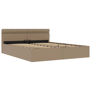vidaXL LED Storage Bed Cappuccino Brown Faux Leather 160x200cm