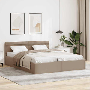 vidaXL LED Storage Bed Cappuccino Brown Faux Leather 160x200cm