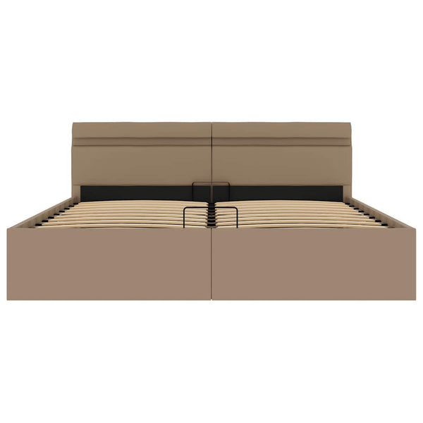 vidaXL LED Storage Bed Cappuccino Brown Faux Leather 160x200cm