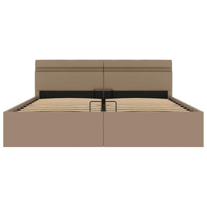 vidaXL LED Storage Bed Cappuccino Brown Faux Leather 160x200cm