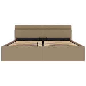 vidaXL LED Storage Bed Cappuccino Brown Faux Leather 180x200 cm