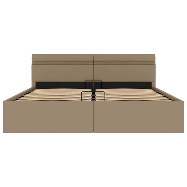 vidaXL LED Storage Bed Cappuccino Brown Faux Leather 180x200 cm