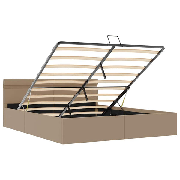 vidaXL LED Storage Bed Cappuccino Brown Faux Leather 180x200 cm