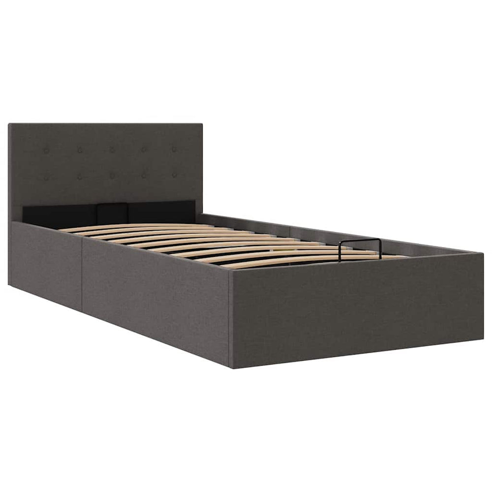 vidaXL Hydraulic Storage Bed Dark Grey Fabric 90x200 cm