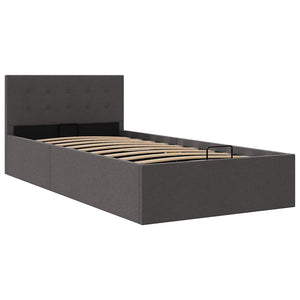 vidaXL Hydraulic Storage Bed Dark Gray Fabric 100x200 cm