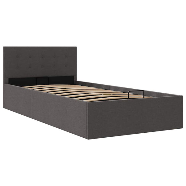 vidaXL Hydraulic Storage Bed Dark Gray Fabric 100x200 cm