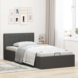 vidaXL Hydraulic Storage Bed Dark Gray Fabric 100x200 cm