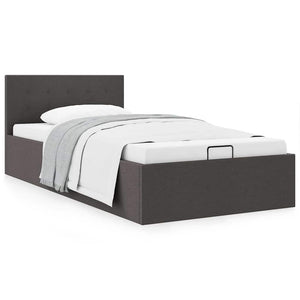 vidaXL Hydraulic Storage Bed Dark Gray Fabric 100x200 cm