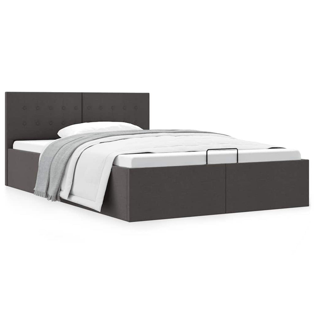vidaXL Hydraulic Storage Bed Dark Grey Fabric 120x200 cm