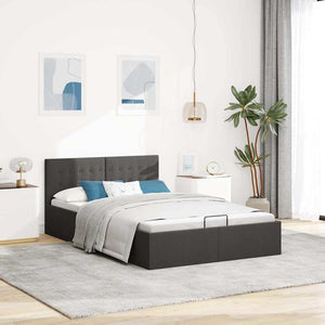 vidaXL Hydraulic Storage Bed Dark Grey Fabric 120x200 cm