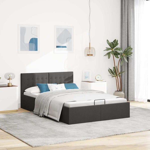 vidaXL Hydraulic Storage Bed Dark Grey Fabric 120x200 cm