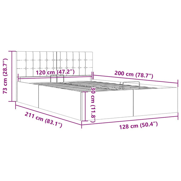 vidaXL Hydraulic Storage Bed Dark Grey Fabric 120x200 cm