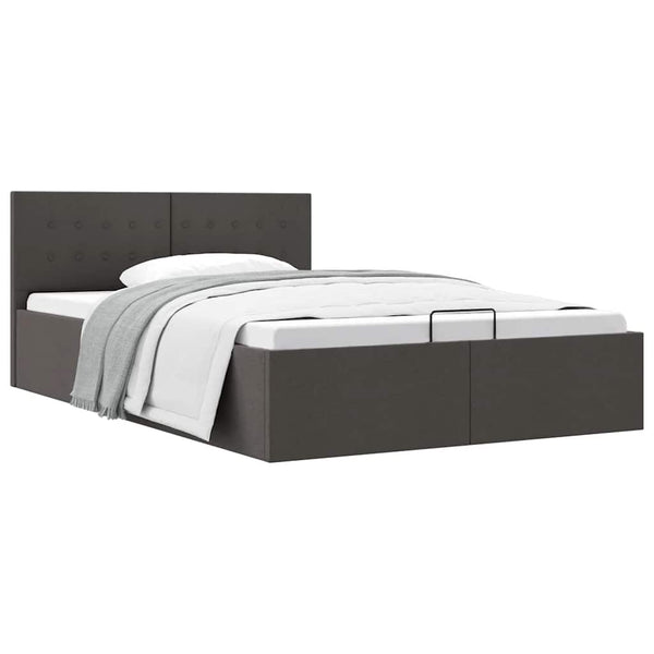 vidaXL Hydraulic Storage Bed Dark Grey Fabric 140x200 cm