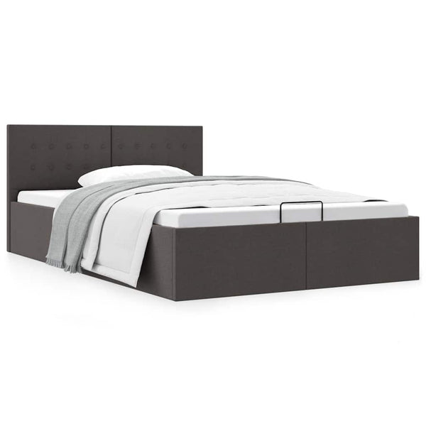 vidaXL Hydraulic Storage Bed Dark Grey Fabric 140x200 cm