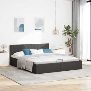 vidaXL Hydraulic Storage Bed Dark Grey Fabric 160x200 cm
