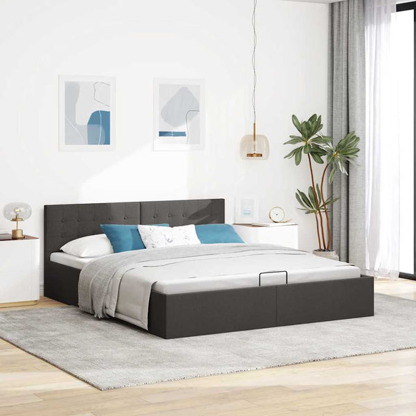 vidaXL Hydraulic Storage Bed Dark Grey Fabric 160x200 cm