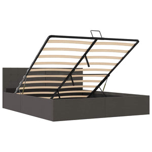 vidaXL Hydraulic Storage Bed Dark Grey Fabric 160x200 cm