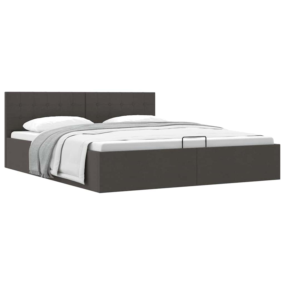 vidaXL Hydraulic Storage Bed Dark Gray Fabric 180x200 cm