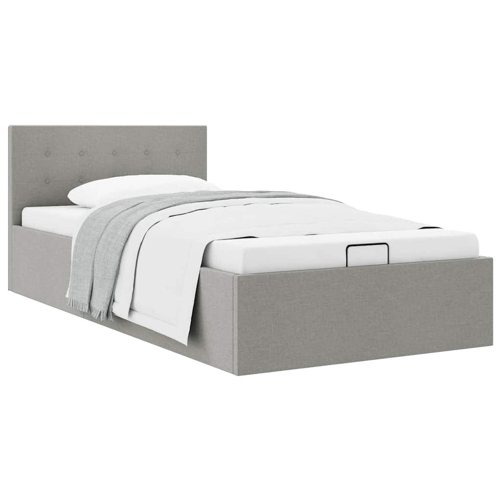 vidaXL Hydraulic Storage Bed Light Grey Fabric 90x200 cm