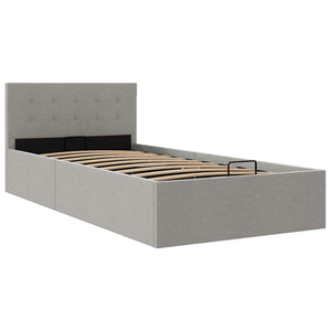 vidaXL Hydraulic Storage Bed Light Grey Fabric 90x200 cm