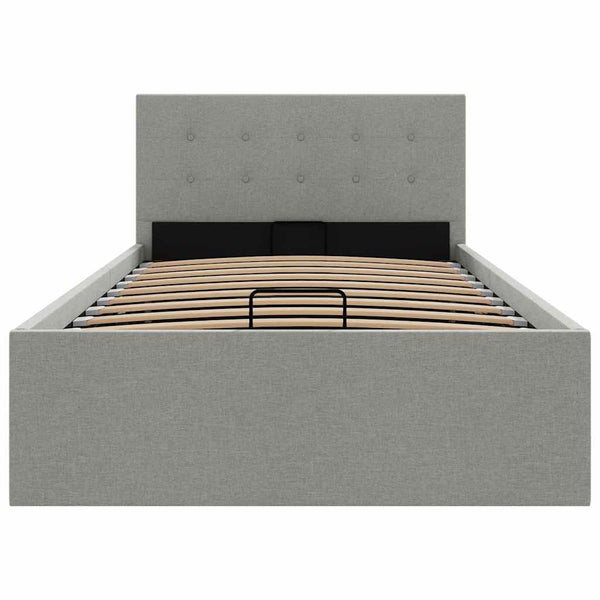 vidaXL Hydraulic Storage Bed Light Grey Fabric 90x200 cm