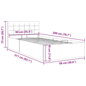 vidaXL Hydraulic Storage Bed Light Grey Fabric 90x200 cm