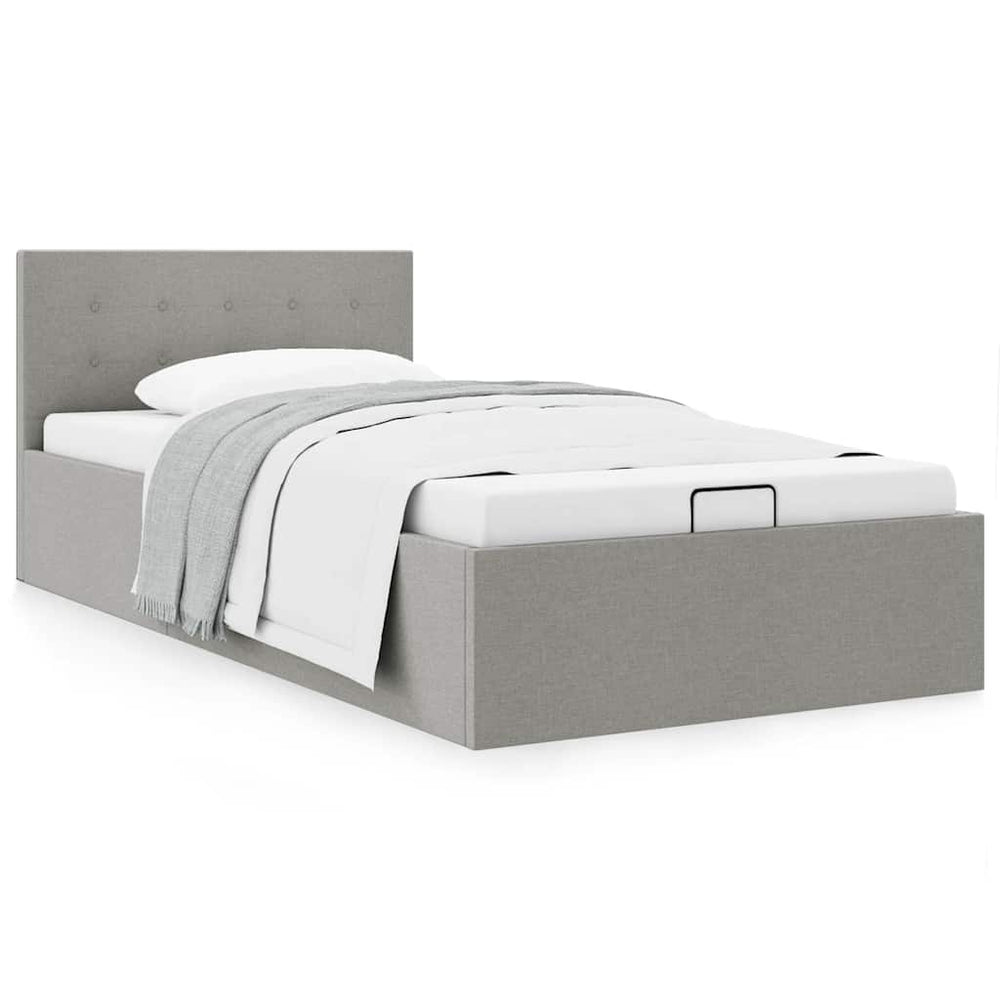 vidaXL Hydraulic Storage Bed Light Grey Fabric 90x200 cm