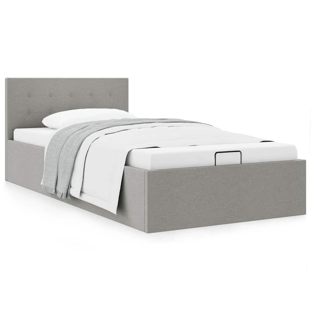 vidaXL Hydraulic Storage Bed Light Grey Fabric 90x200 cm