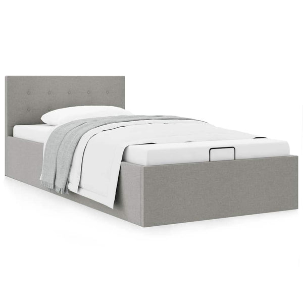 vidaXL Hydraulic Storage Bed Light Grey Fabric 90x200 cm