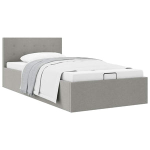 vidaXL Hydraulic Storage Bed Light Grey Fabric 100x200 cm