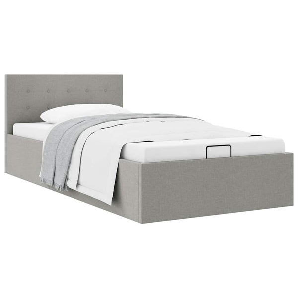 vidaXL Hydraulic Storage Bed Light Grey Fabric 100x200 cm