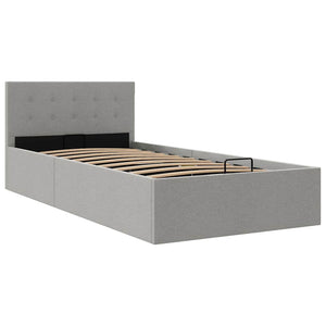 vidaXL Hydraulic Storage Bed Light Grey Fabric 100x200 cm