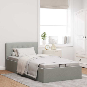 vidaXL Hydraulic Storage Bed Light Grey Fabric 100x200 cm