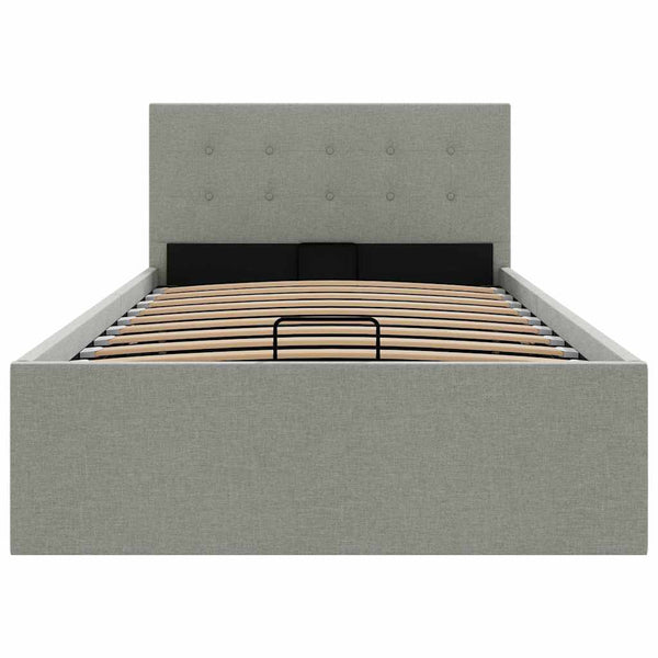 vidaXL Hydraulic Storage Bed Light Grey Fabric 100x200 cm