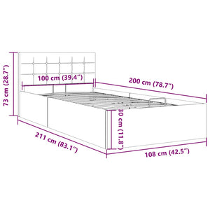 vidaXL Hydraulic Storage Bed Light Grey Fabric 100x200 cm