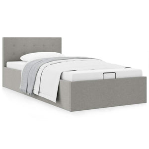 vidaXL Hydraulic Storage Bed Light Grey Fabric 100x200 cm