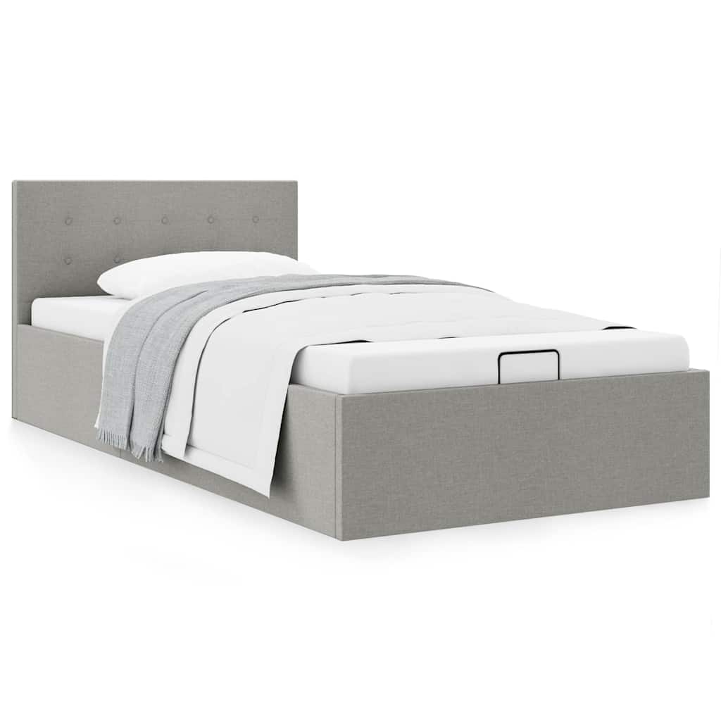 vidaXL Hydraulic Storage Bed Light Grey Fabric 100x200 cm