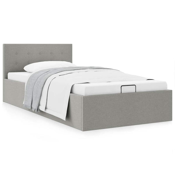vidaXL Hydraulic Storage Bed Light Grey Fabric 100x200 cm