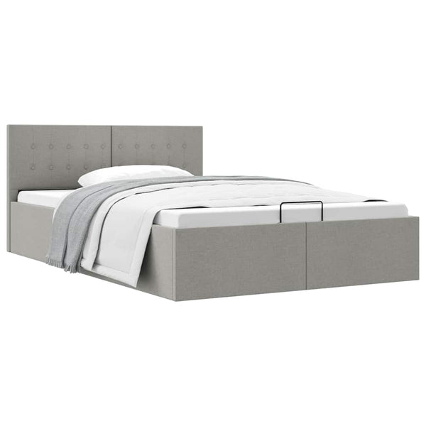 vidaXL Hydraulic Storage Bed Light Grey Fabric 120×200 cm