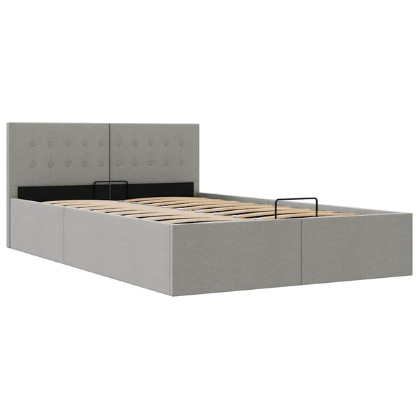 vidaXL Hydraulic Storage Bed Light Grey Fabric 120×200 cm