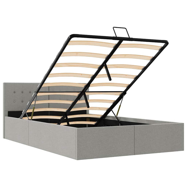 vidaXL Hydraulic Storage Bed Light Grey Fabric 120×200 cm